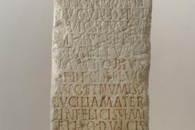 Stèle funéraire de Titus Aelius Jucundus, chevalier romain mort à 5 ans. - Agrandir l'image 9 sur 14, fenêtre modale