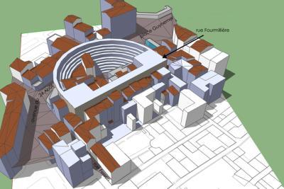 Proposition de restitution volumétrique du théâtre antique dans le tissu urbain actuel - Agrandir l'image 14 sur 14, fenêtre modale
