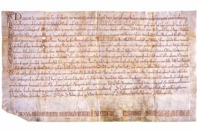 Reproduction photographique d’un parchemin. Donation de l’église Saint-Saturnin de Briançonnet à l’abbaye de Lérins par Constantin et sa femme Isingarde, 1022. - Agrandir l'image 1 sur 7, fenêtre modale