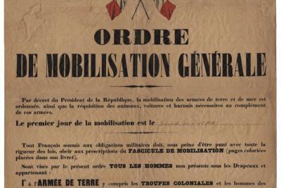 Reproduction photographique d’une affiche. Affiche proclamant la mobilisation générale, août 1914. - Agrandir l'image 6 sur 7, fenêtre modale