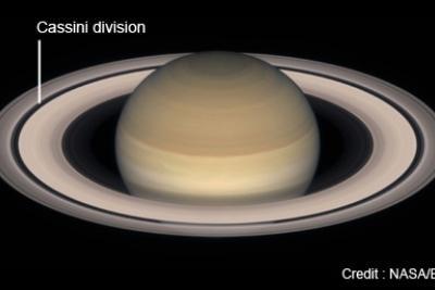 Image de Saturne situant la division de Cassini  - Agrandir l'image 6 sur 9, fenêtre modale