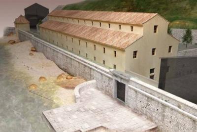Hôpital des galériens, Darse, reconstitution 3D - Agrandir l'image 3 sur 6, fenêtre modale