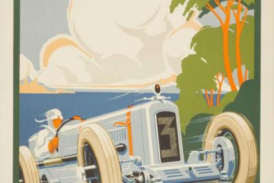 Affiche réalisée pour le Grand Prix International d'automobile d'Antibes et de Juan-les-Pins, 1929 - Agrandir l'image 6 sur 8, fenêtre modale