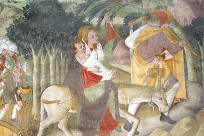 Vie de Marie et enfance de Jésus : La fuite en Egypte (scène du cycle de la Passion) - Agrandir l'image 12 sur 19, fenêtre modale