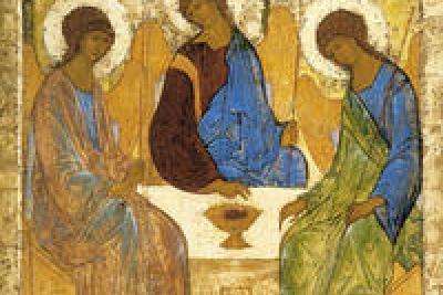 La Trinité, 1422-1427. Tempera sur panneau de bois. Andrei Roublev. Galerie Tretiakov, Moscou - Agrandir l'image 2 sur 3, fenêtre modale