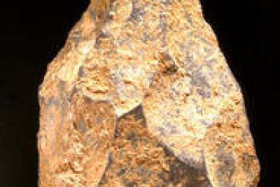 Biface à biseau terminal. Les hommes utilisaient les bifaces pour trancher et dépecer la viande. - Agrandir l'image 2 sur 3, fenêtre modale