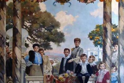La famille Masséna entourant la princesse d’Essling de François Flameng, 1902-1903 - Agrandir l'image 9 sur 10, fenêtre modale