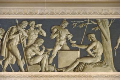 Détail d'une frise peinte à l'Antique dans la grande galerie de la villa Masséna d'Alexandre-Evariste Fragonard 1780-1850 - Agrandir l'image 10 sur 10, fenêtre modale