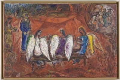 Abraham et les trois anges Marc Chagall 1952-1953, Huile sur toile - Agrandir l'image 4 sur 4, fenêtre modale