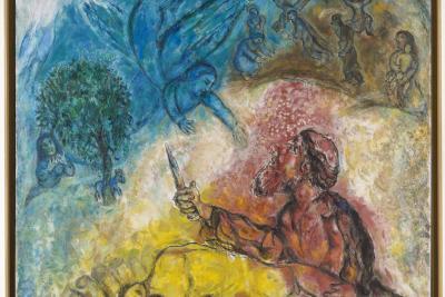 Le sacrifice d’Isaac, Marc Chagall, 1960-1966, Huile sur toile - Agrandir l'image 1 sur 4, fenêtre modale