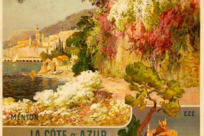 Affiche "Paris - Lyon - Méditerranée - La Côte d'Azur", 1910, illustrée par LESSIEUX - Agrandir l'image 4 sur 5, fenêtre modale