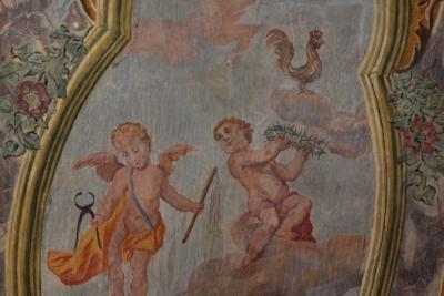 Fresque de la voûte, chapelle des Pénitents blancs, L’Escarène - Agrandir l'image 8 sur 11, fenêtre modale