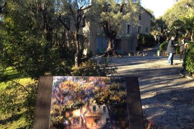 La ferme des Collettes à Cagnes-sur-Mer et une reproduction d’un tableau de Renoir en situation - Agrandir l'image 1 sur 8, fenêtre modale