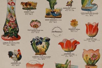 Planche d’un catalogue de vente de la fabrique Jean Massier, fin du XIXème siècle, Musée Magnelli, Musée de la Céramique, Vallauris  - Agrandir l'image 4 sur 6, fenêtre modale
