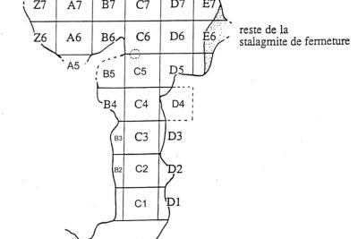 Plan de la grotte avec les zones fouillées - Agrandir l'image 8 sur 9, fenêtre modale
