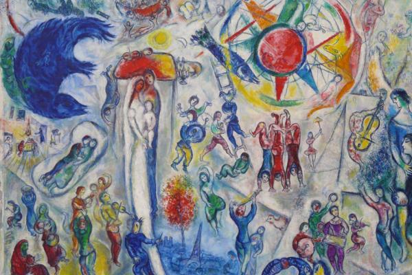 La vie de Marc Chagall, 1964, Huile sur toile, 296 x 406 cm, Fondation Marguerite et Aimé Maeght, Saint-Paul-de-Vence.