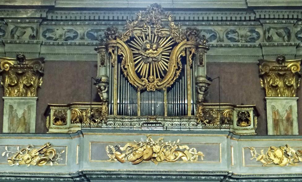 Tribune de l'orgue, église Santa-Maria-in-Albis, Breil-sur-Roya - Agrandir l'image, fenêtre modale