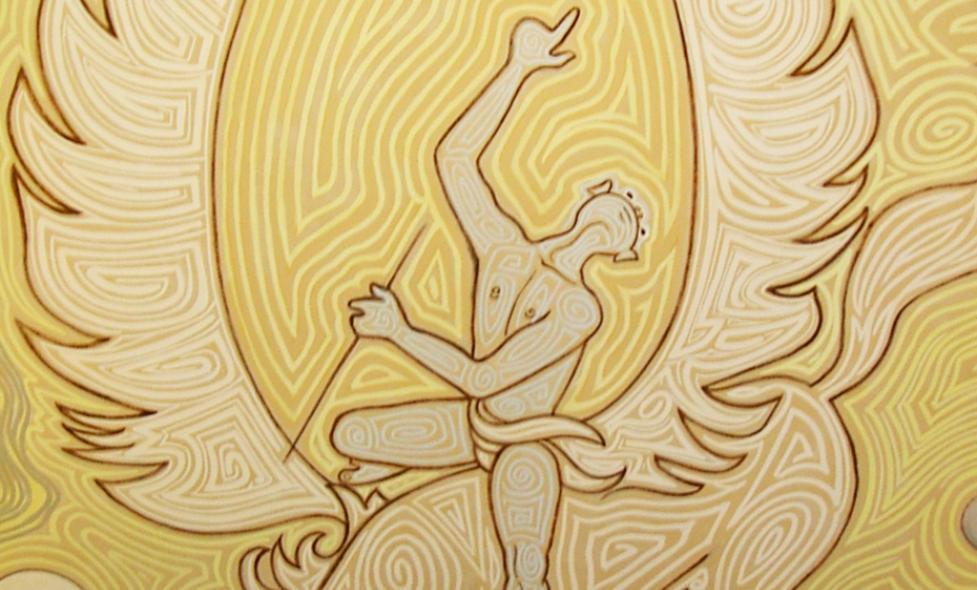 Salle des mariages de Menton- Jean Cocteau. Détail du jeune couple de marié. - Agrandir l'image, fenêtre modale