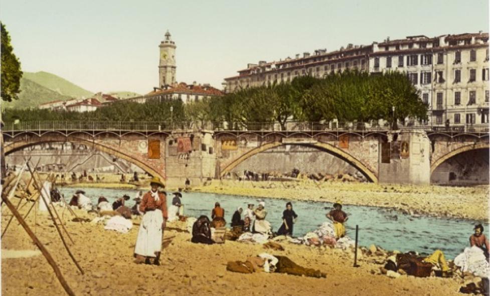 Les Blanchisseuses, Nice ca 1860, auteur anonyme - Agrandir l'image, fenêtre modale